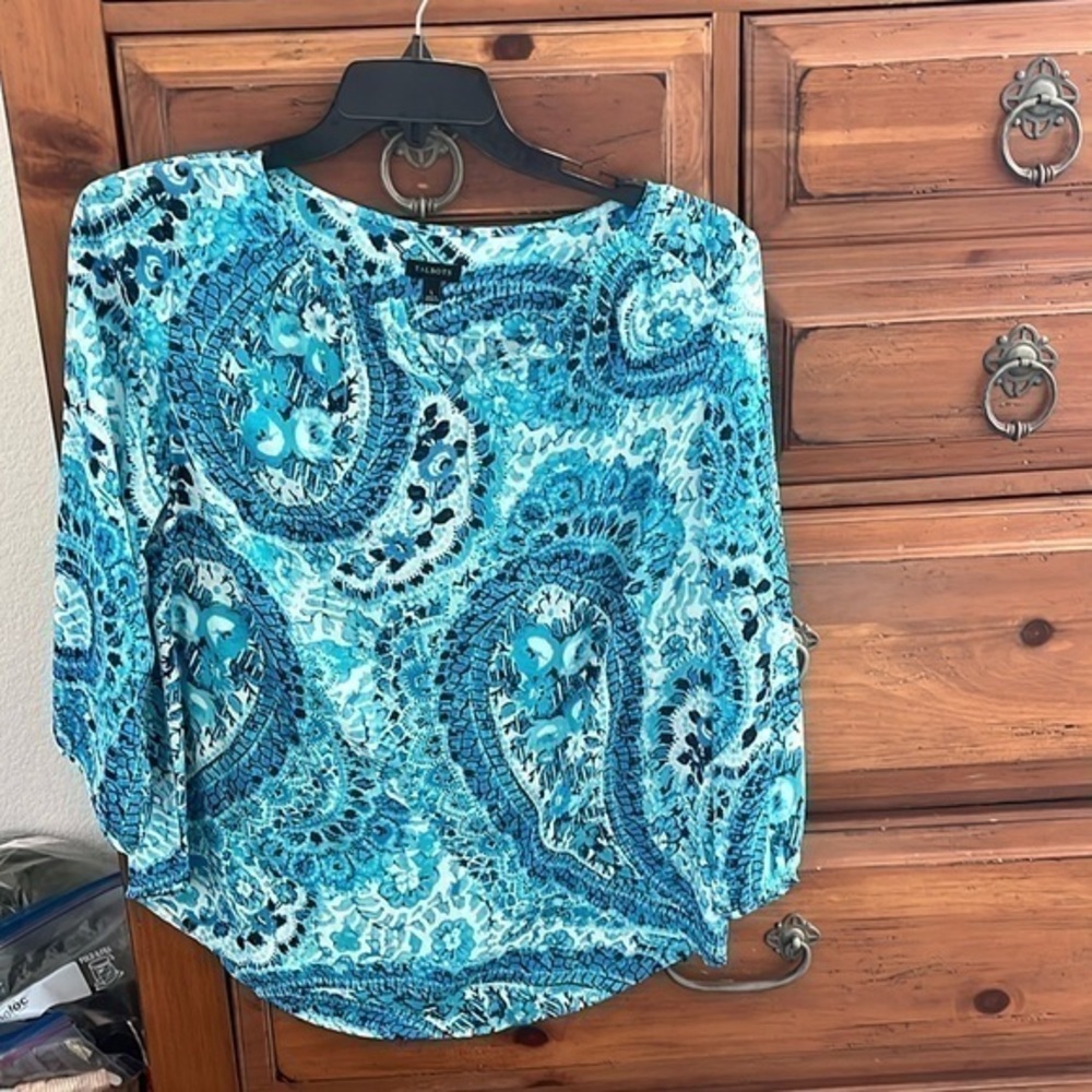 Talbots Blue Paisley Print Blouse
